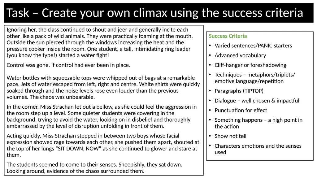 Teacher Notes Narrative/Creative Writing using a - slide 30 of 39