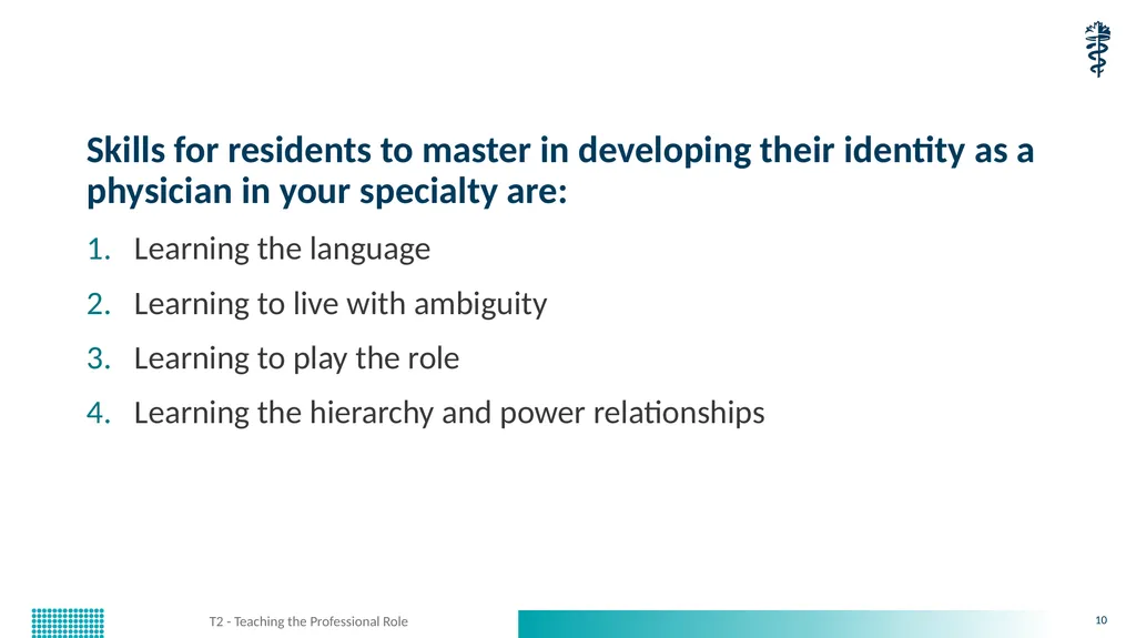 T2 - Teaching the Professional Role CanMEDS - slide 10 of 29