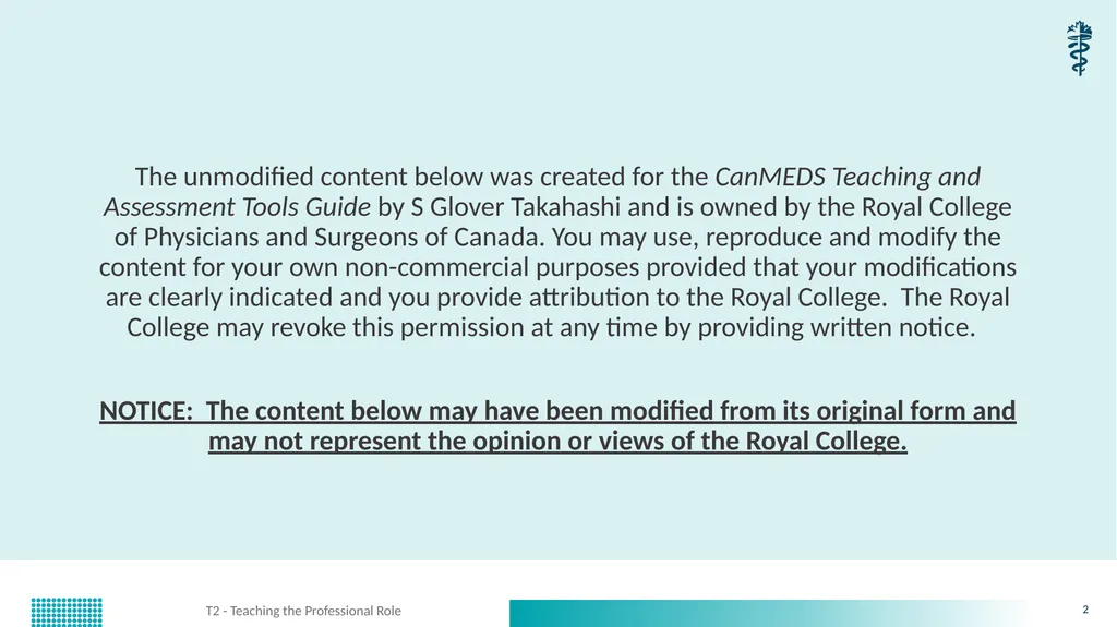 T2 - Teaching the Professional Role CanMEDS - slide 2 of 29