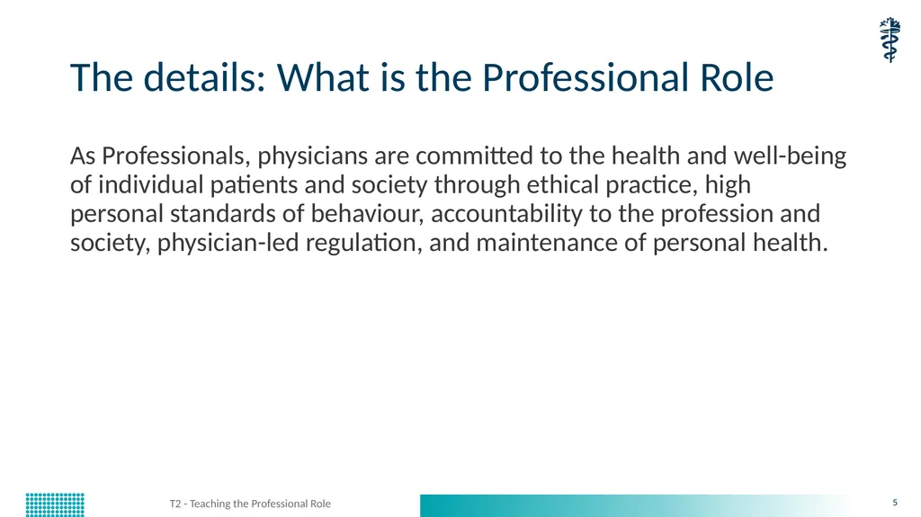 T2 - Teaching the Professional Role CanMEDS - slide 5 of 29