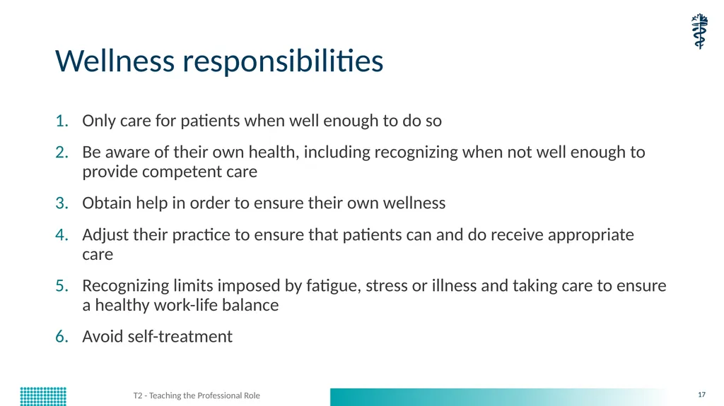 T2 - Teaching the Professional Role CanMEDS - slide 17 of 29