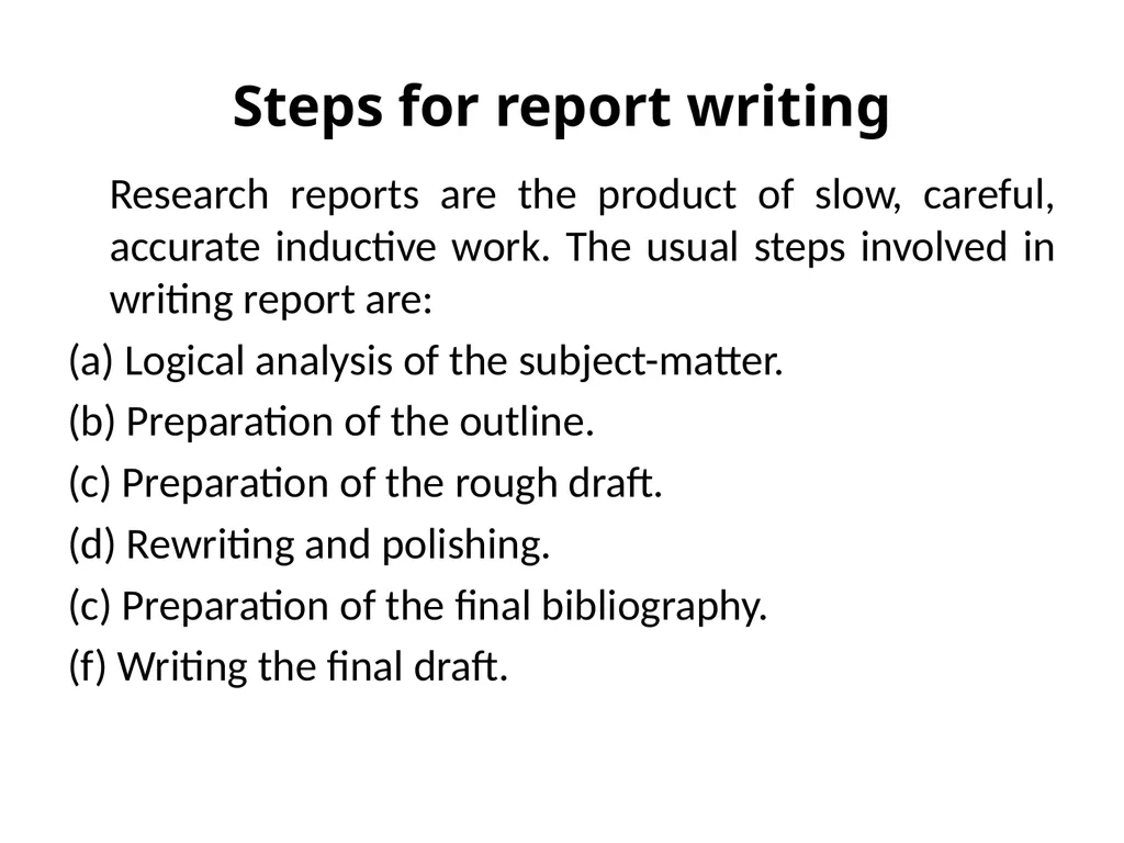 REPORT WRITING Academic and research report - slide 13 of 45