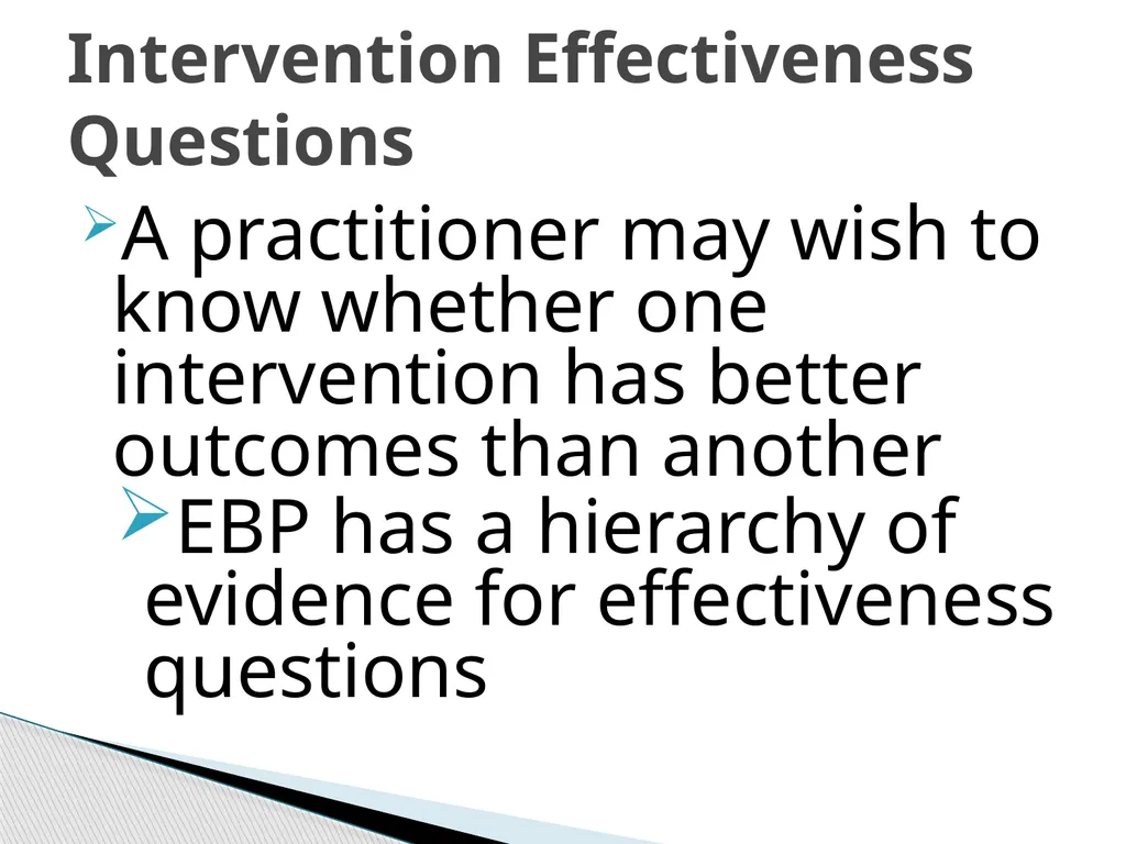 Evidence Based Social Work Practice (EBSWP) - slide 60 of 114