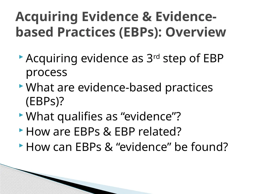 Evidence Based Social Work Practice (EBSWP) - slide 46 of 114