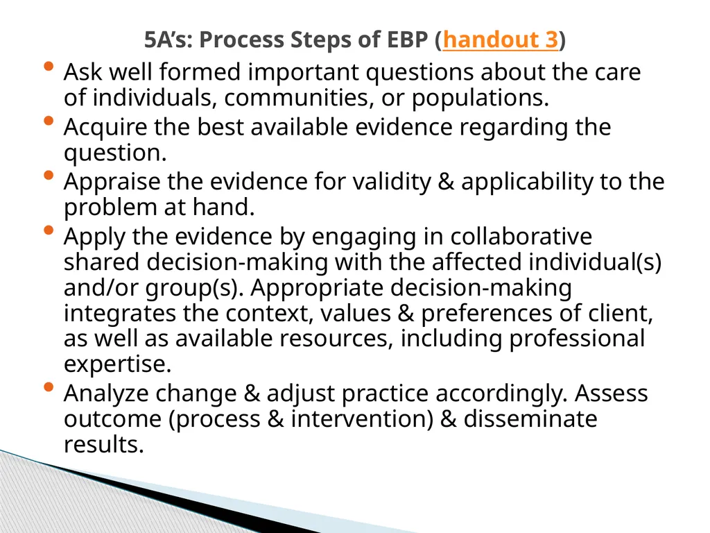 Evidence Based Social Work Practice (EBSWP) - slide 18 of 114