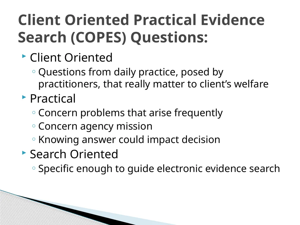 Evidence Based Social Work Practice (EBSWP) - slide 24 of 114