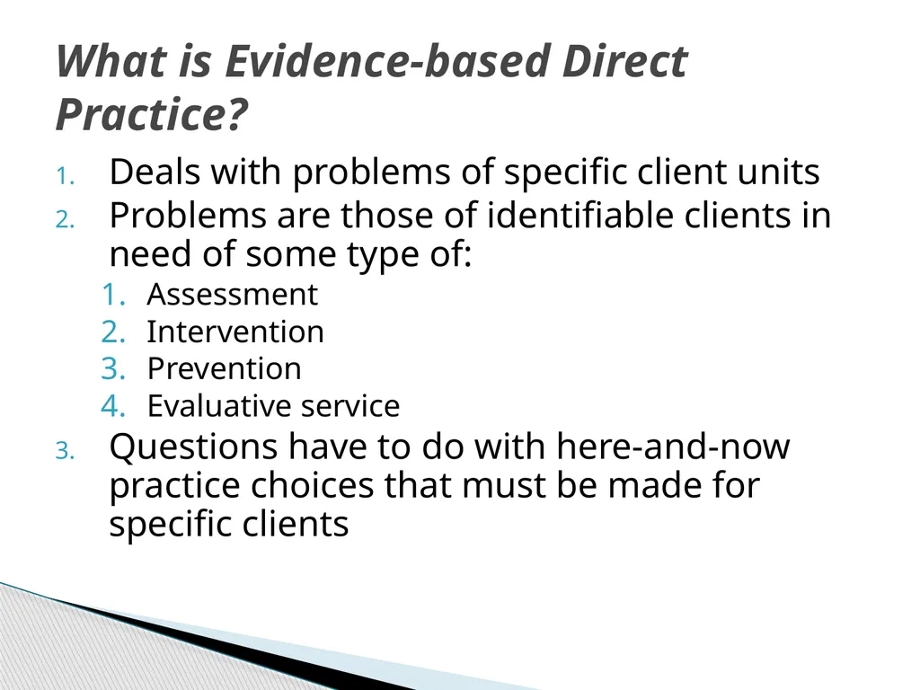 Evidence Based Social Work Practice (EBSWP) - slide 12 of 114