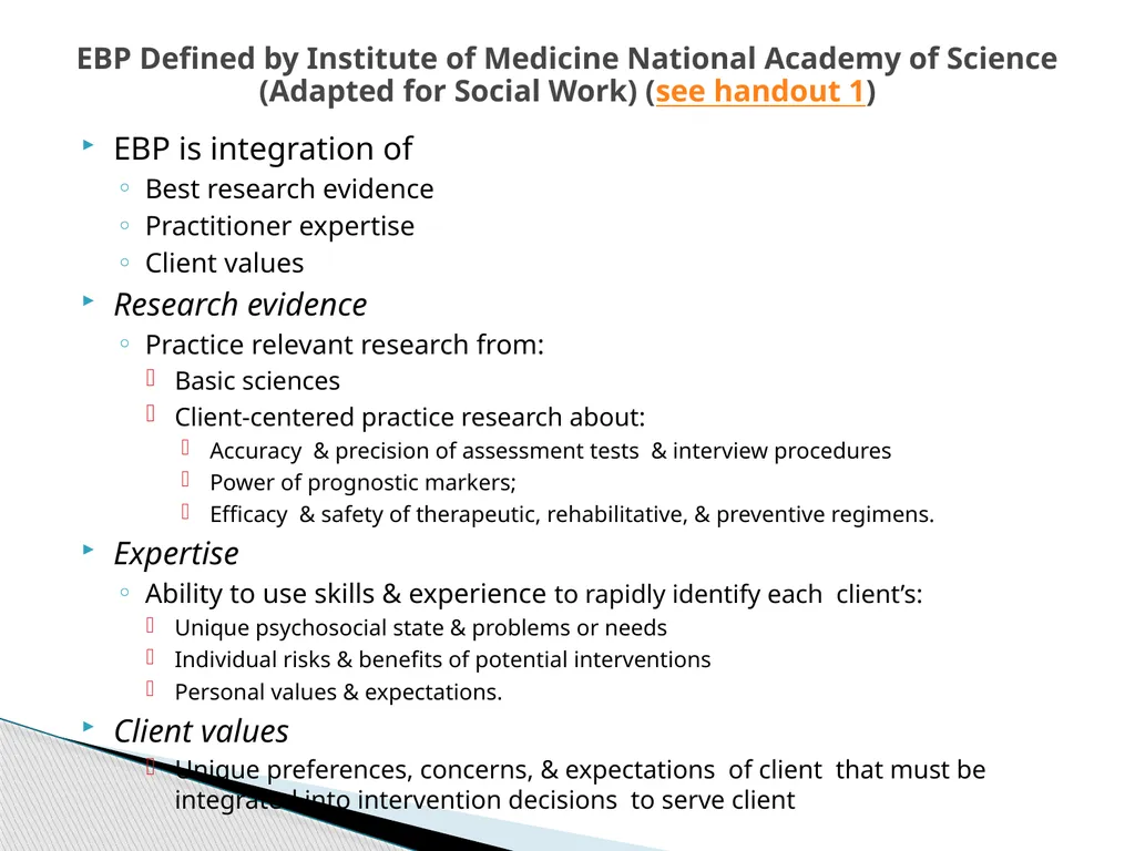 Evidence Based Social Work Practice (EBSWP) - slide 13 of 114