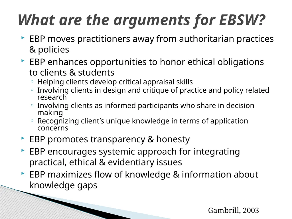 Evidence Based Social Work Practice (EBSWP) - slide 41 of 114