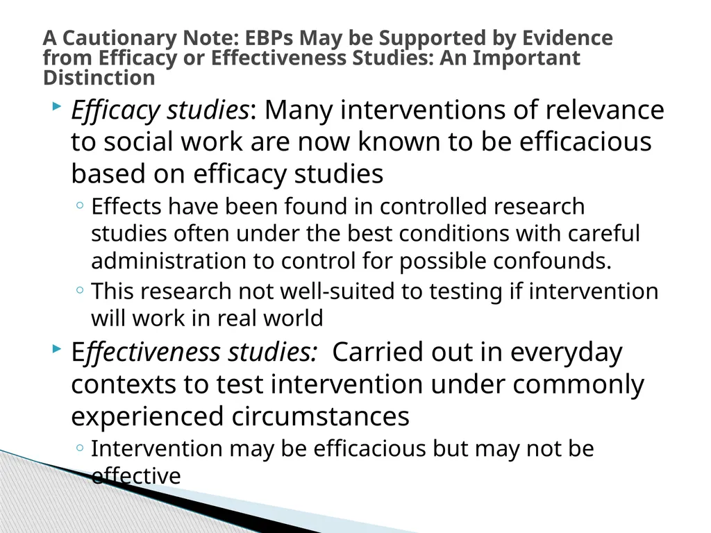 Evidence Based Social Work Practice (EBSWP) - slide 52 of 114