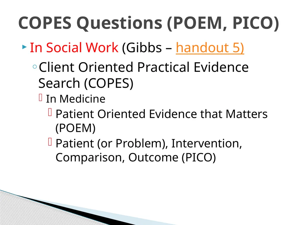 Evidence Based Social Work Practice (EBSWP) - slide 23 of 114