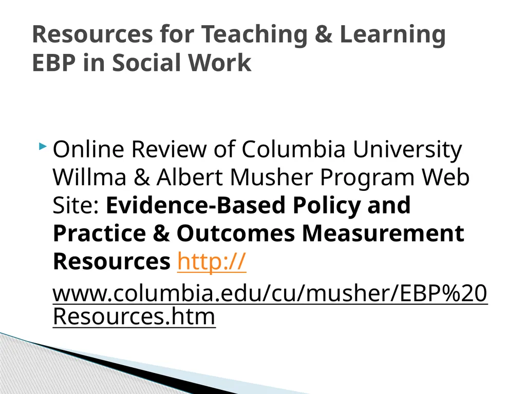 Evidence Based Social Work Practice (EBSWP) - slide 110 of 114