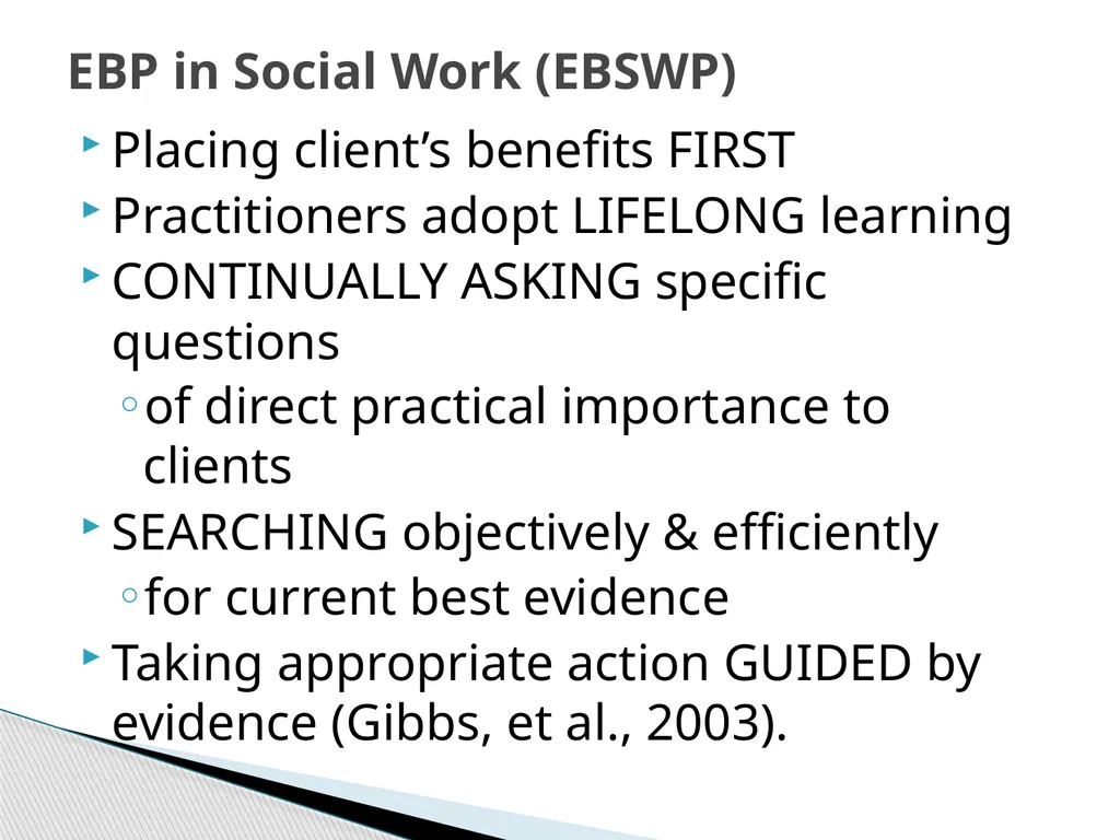 Evidence Based Social Work Practice (EBSWP) - slide 14 of 114