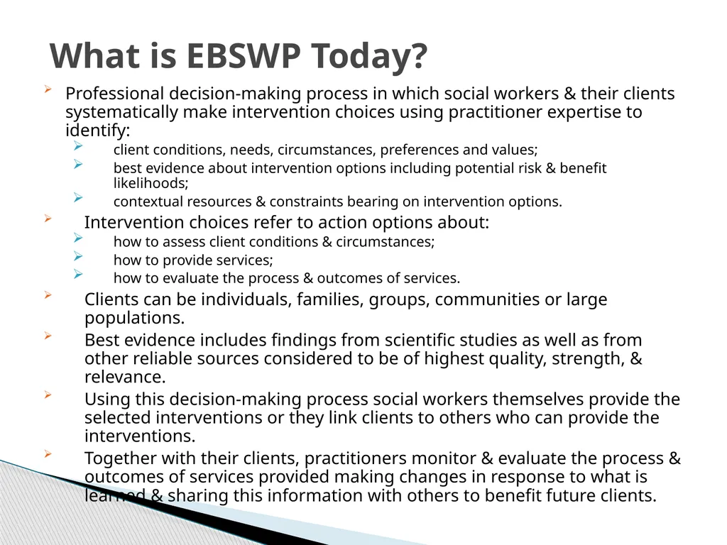 Evidence Based Social Work Practice (EBSWP) - slide 17 of 114