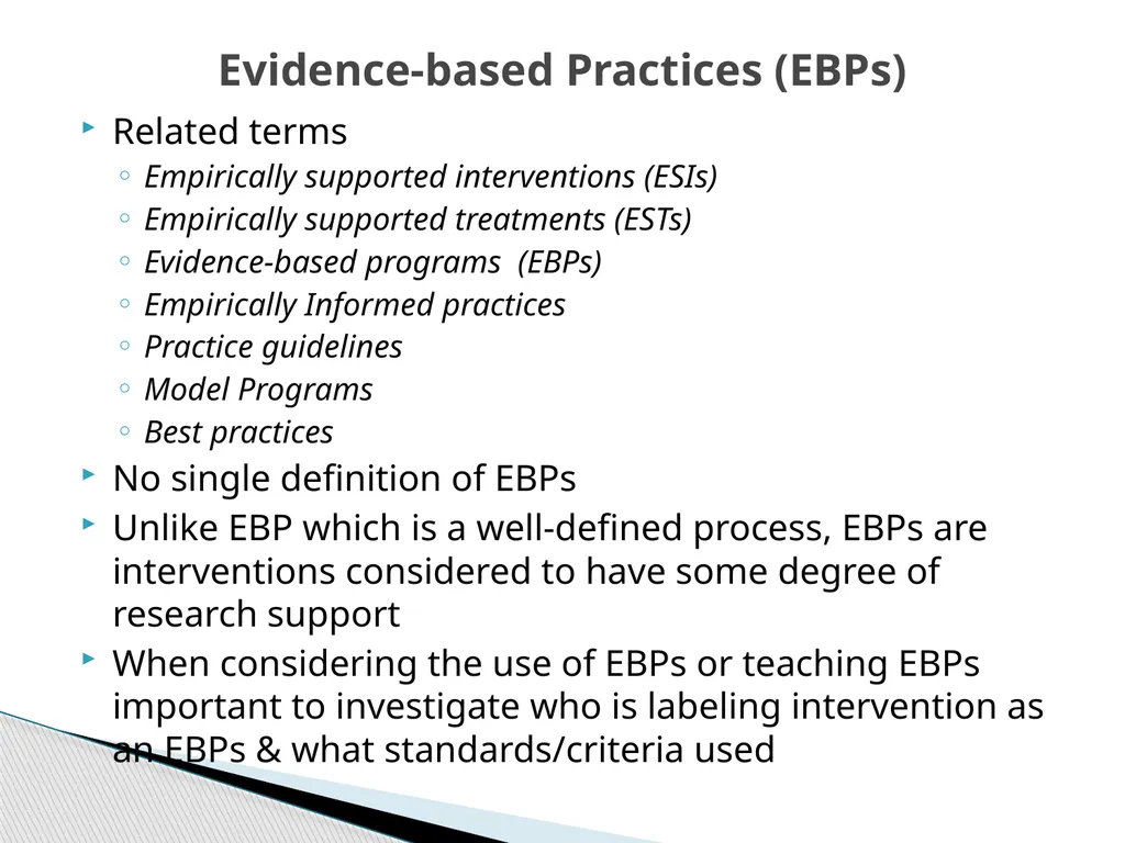 Evidence Based Social Work Practice (EBSWP) - slide 53 of 114