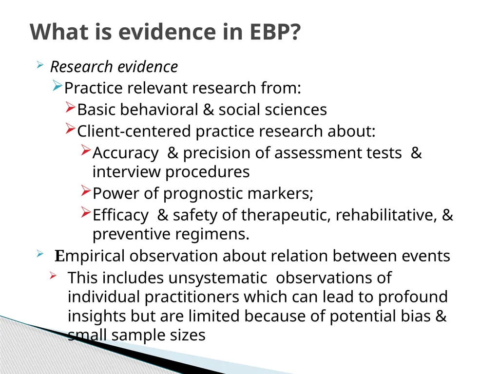 Evidence Based Social Work Practice (EBSWP) - slide 57 of 114
