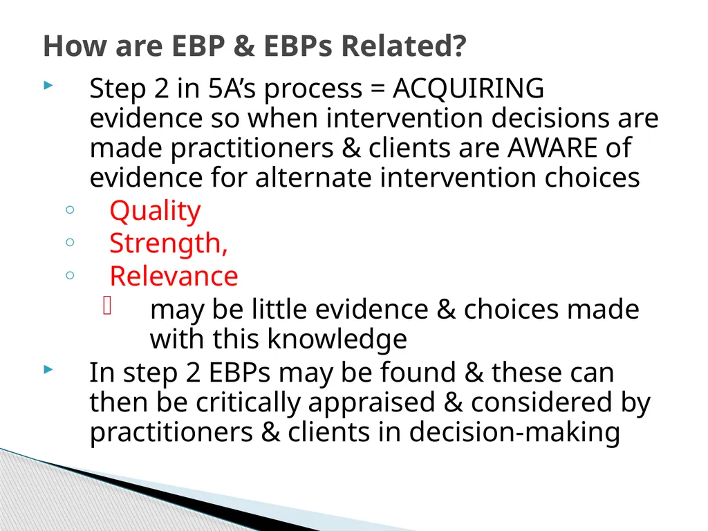 Evidence Based Social Work Practice (EBSWP) - slide 56 of 114