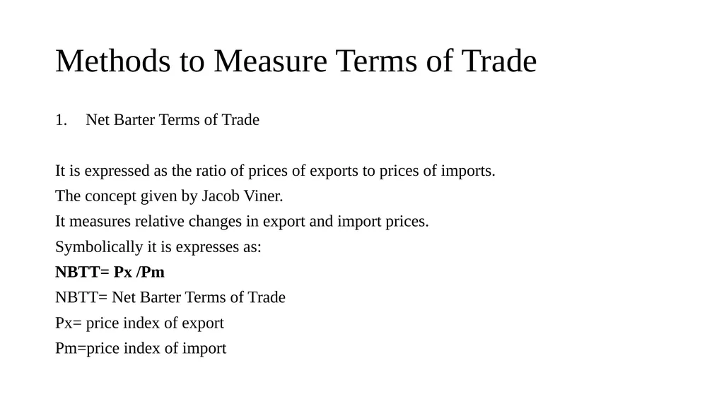 Terms of Trade How to measure the gains from - slide 3 of 9