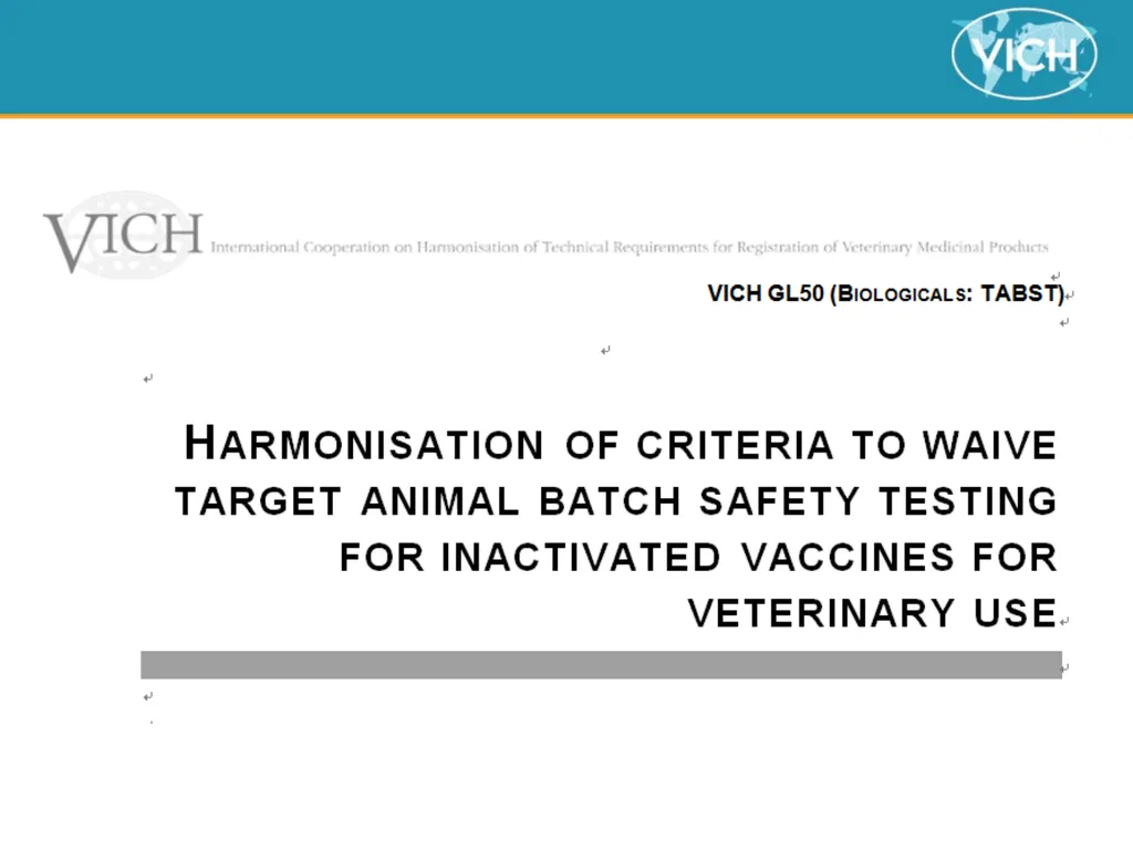 Waiving Target Animal Batch Safety Testing for - slide 9 of 18