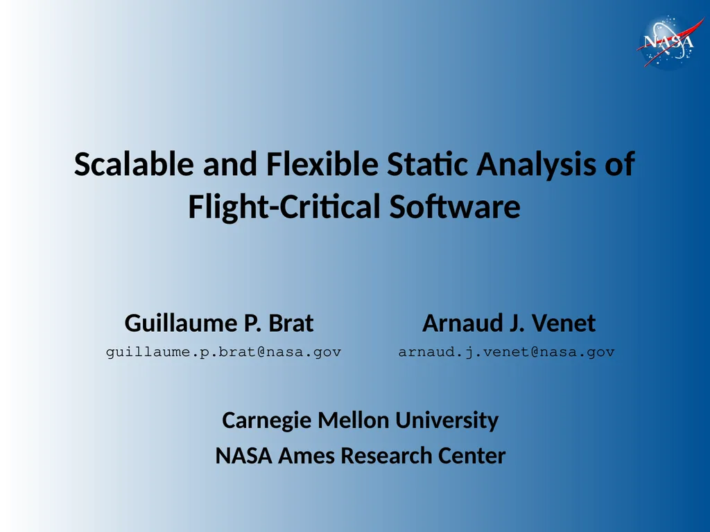 Scalable and Flexible Static Analysis of - slide 1 of 23
