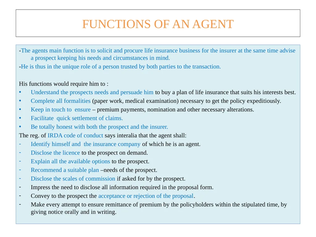 UNIT II INSURANCE INTERMEDIARIES AGENT In the - slide 4 of 13
