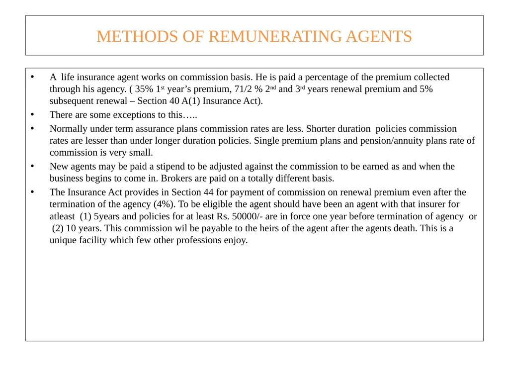 UNIT II INSURANCE INTERMEDIARIES AGENT In the - slide 7 of 13