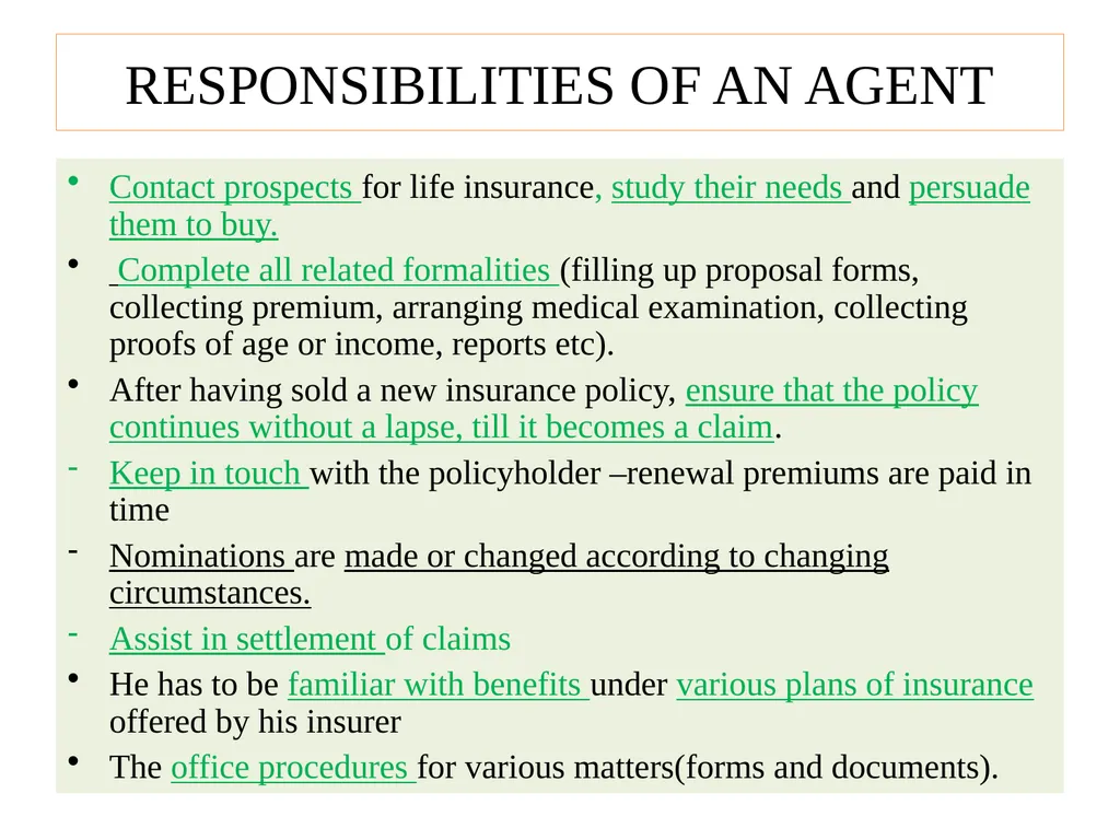 UNIT II INSURANCE INTERMEDIARIES AGENT In the - slide 5 of 13