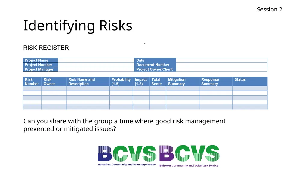 Session 2 Project Planning Michael Reid Session 2 - slide 14 of 28