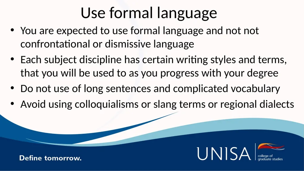 Academic writing for Honours Academic writing It - slide 5 of 10