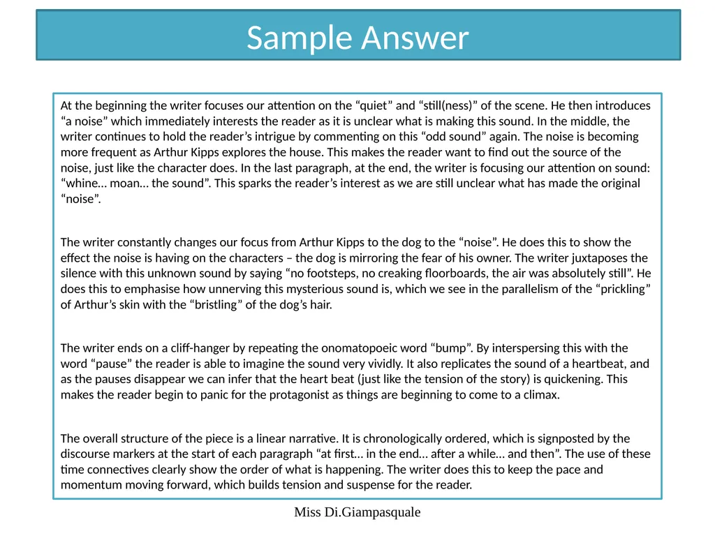 Paper 1 Question 3 Structure Analysis AO2 Explain, - slide 6 of 8
