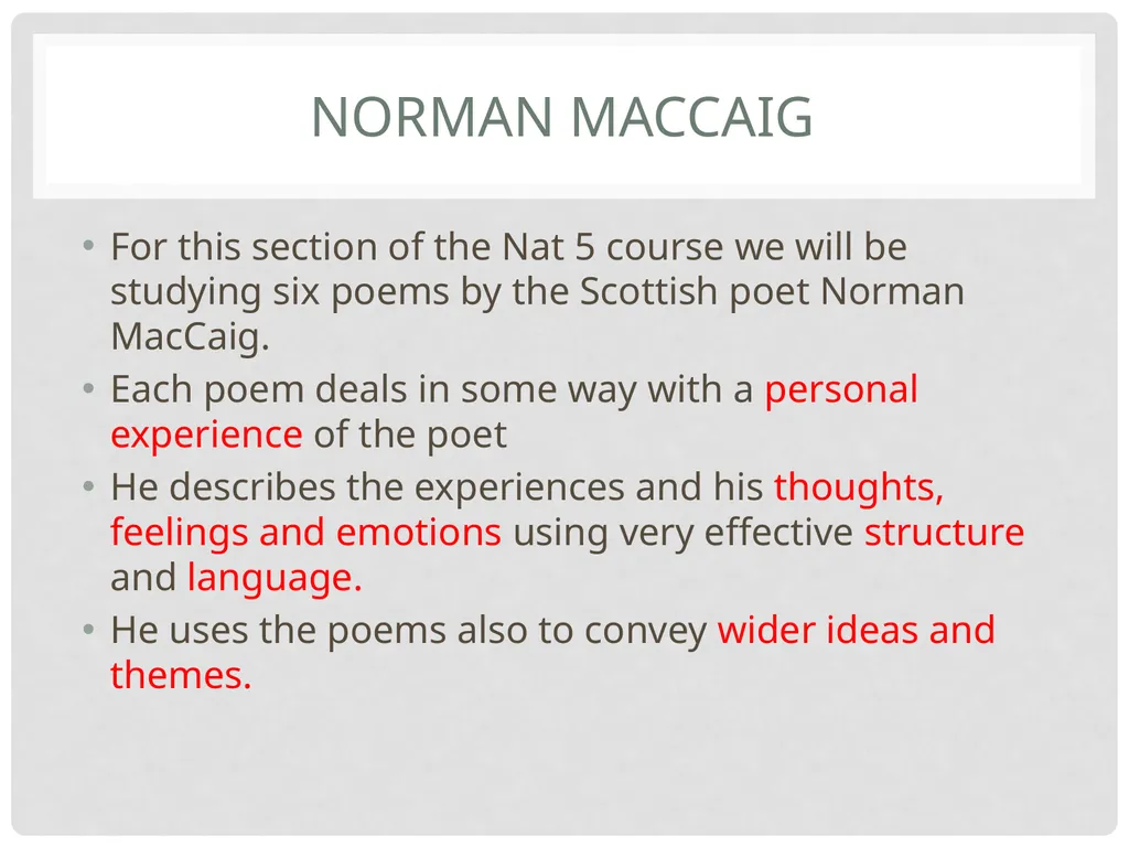 Scottish Set Text N5 Critical Reading Norman - slide 2 of 16