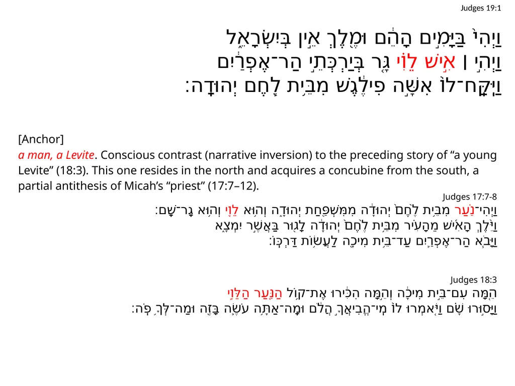Judges 19 שֹׁפְטִים יט Judges 19:1 וַיְהִי֙ - slide 3 of 35