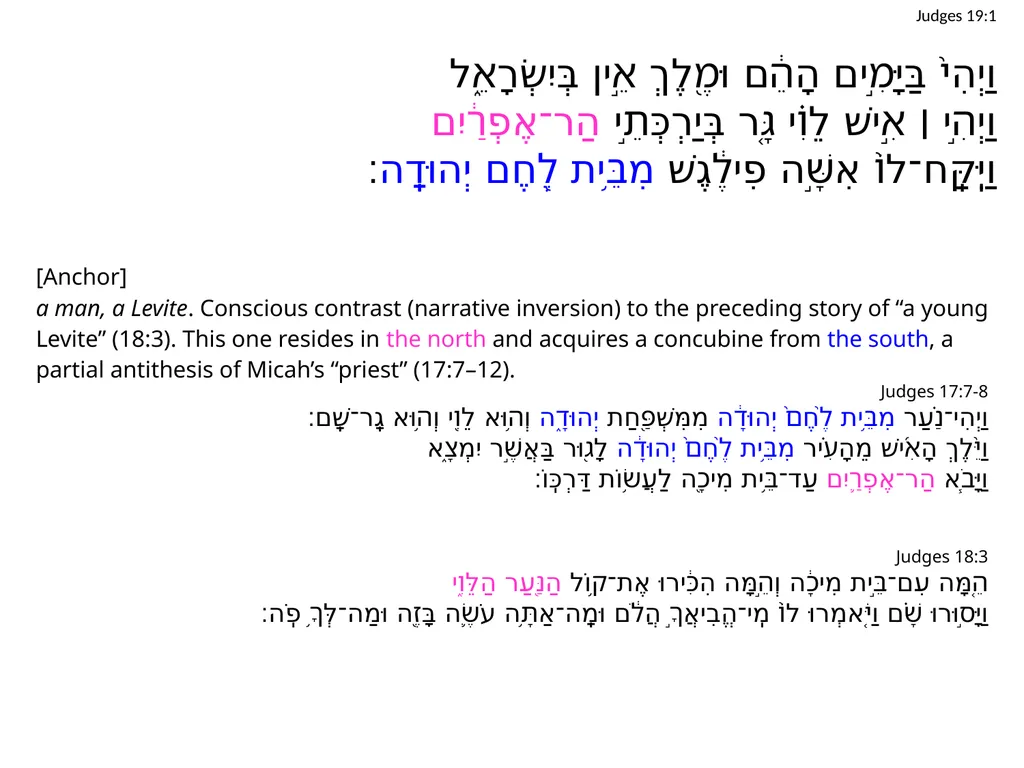 Judges 19 שֹׁפְטִים יט Judges 19:1 וַיְהִי֙ - slide 4 of 35