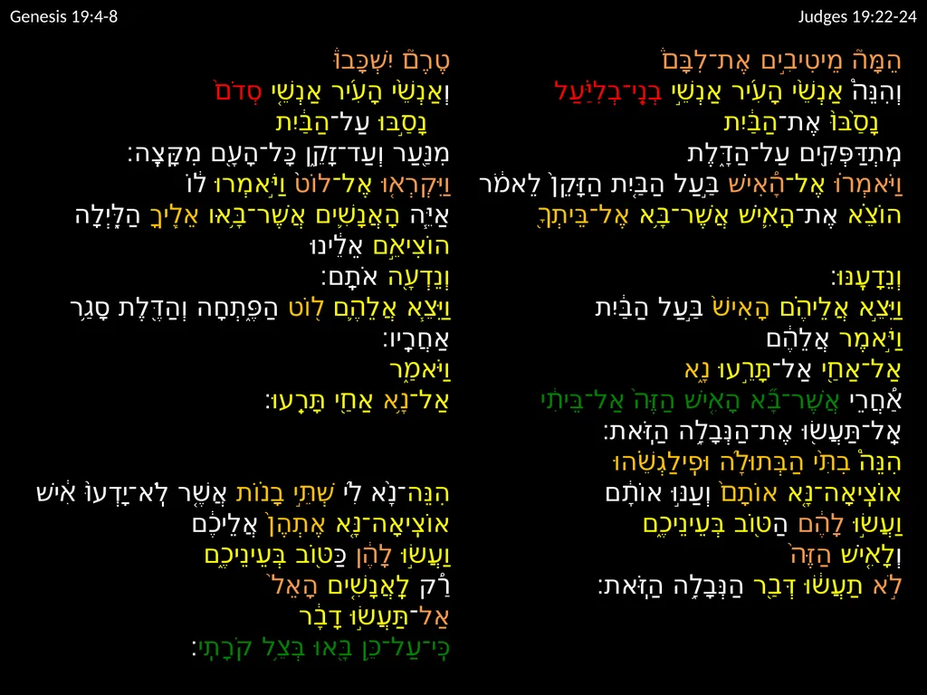 Judges 19 שֹׁפְטִים יט Judges 19:1 וַיְהִי֙ - slide 27 of 35