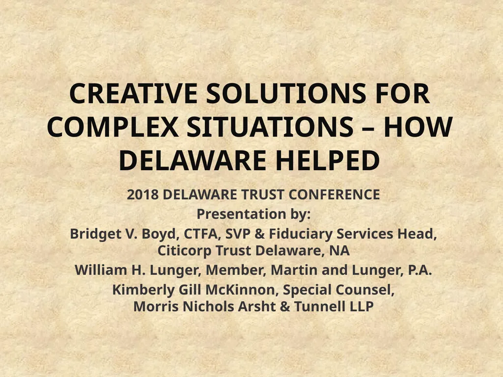 Creative solutions for complex situations – how - slide 1 of 21