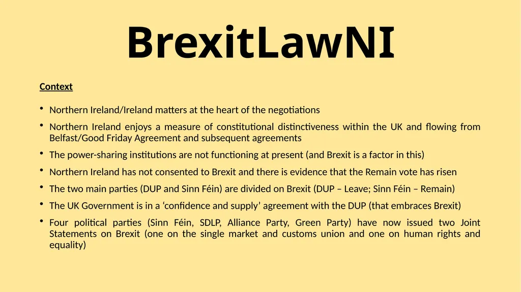 BrexitLawNI Brexit and Northern Ireland: The - slide 8 of 41