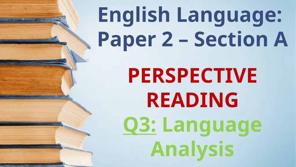 English Language: Paper 2 – Section A PERSPECTIVE - slide 1 of 13