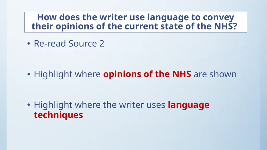 English Language: Paper 2 – Section A PERSPECTIVE - slide 10 of 13