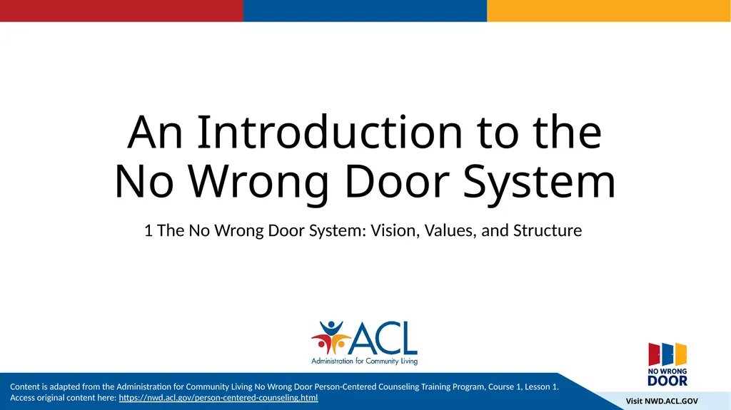 An Introduction to the No Wrong Door System 1 The - slide 1 of 18
