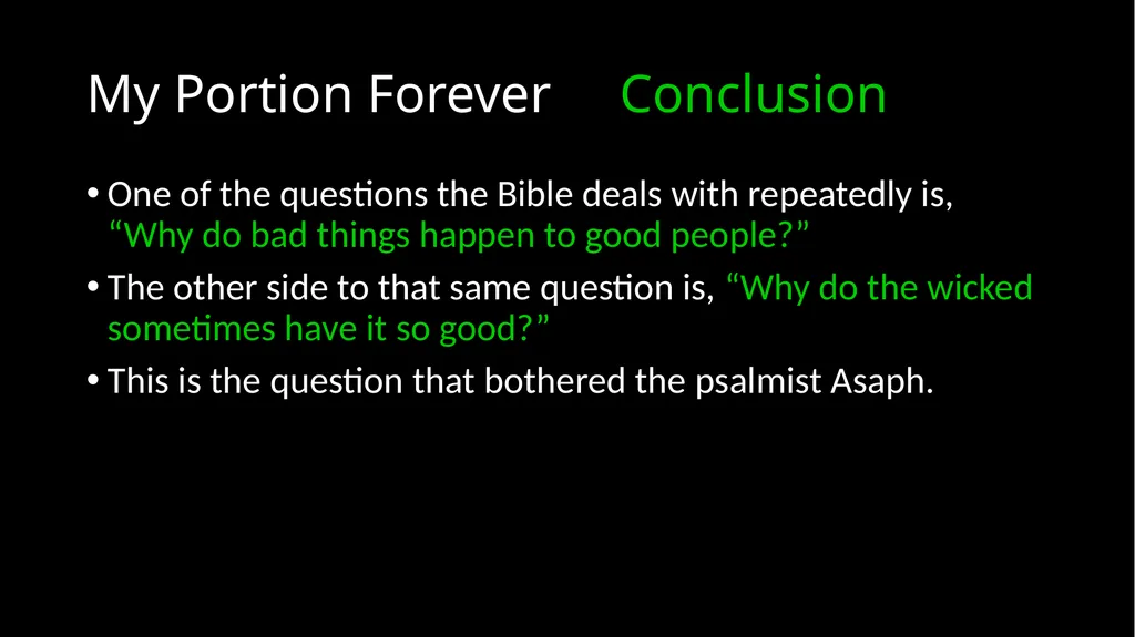 My Portion Forever Psalm 73 My Portion Forever - slide 42 of 48
