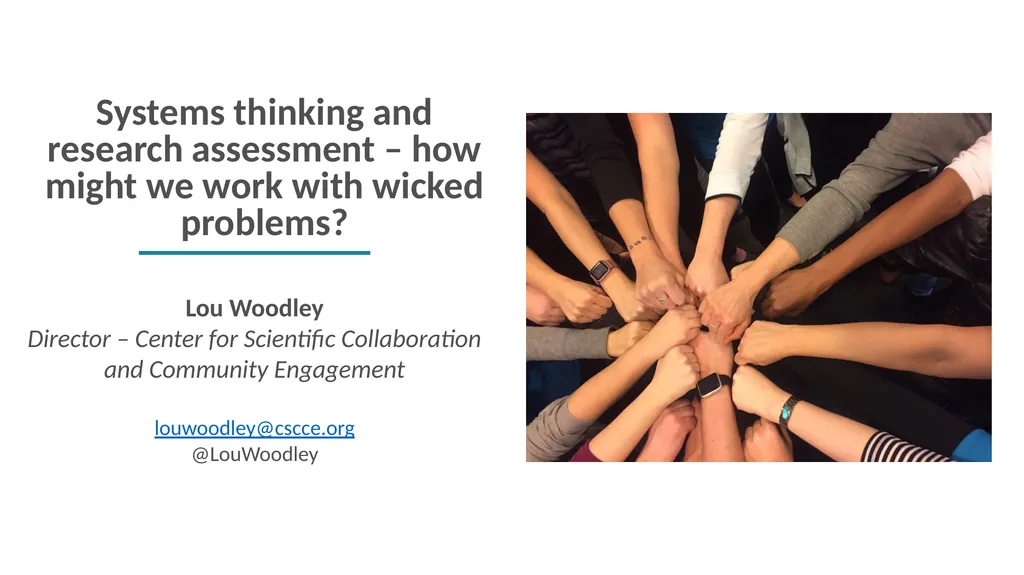 Systems thinking and research assessment – how - slide 1 of 9