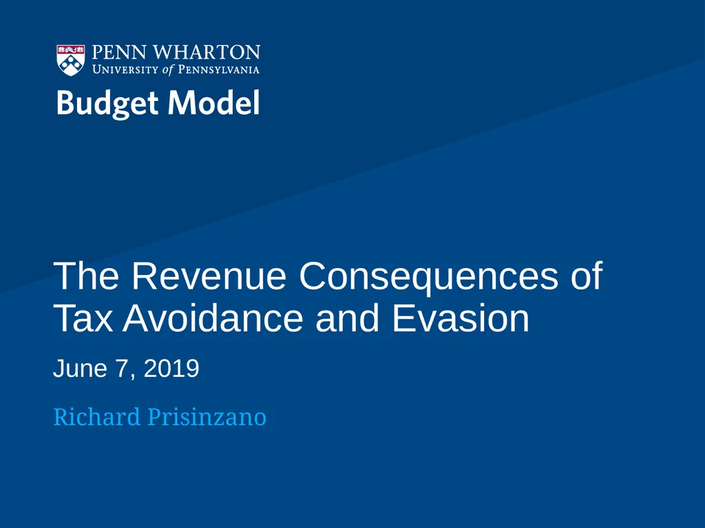 The Revenue Consequences of Tax Avoidance and - slide 1 of 16