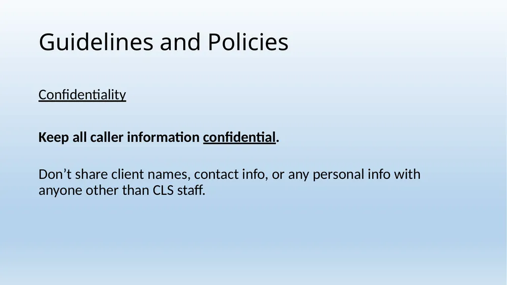 Legal Aid Helpline Training Wednesday, January 23, - slide 12 of 22