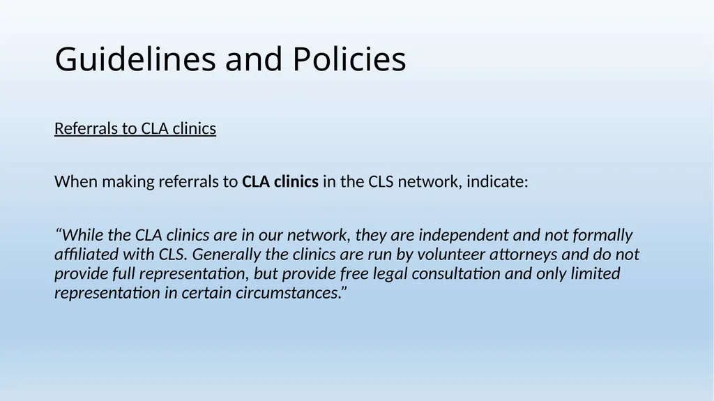 Legal Aid Helpline Training Wednesday, January 23, - slide 13 of 22