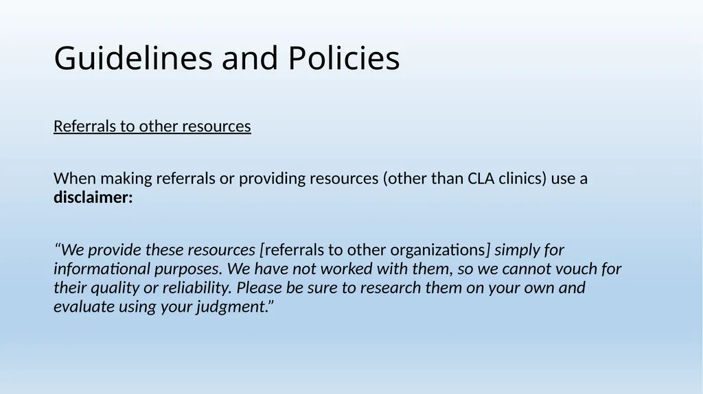 Legal Aid Helpline Training Wednesday, January 23, - slide 14 of 22