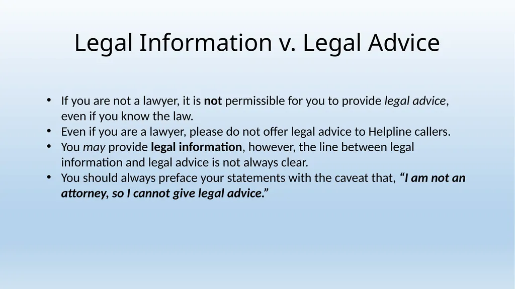 Legal Aid Helpline Training Wednesday, January 23, - slide 16 of 22