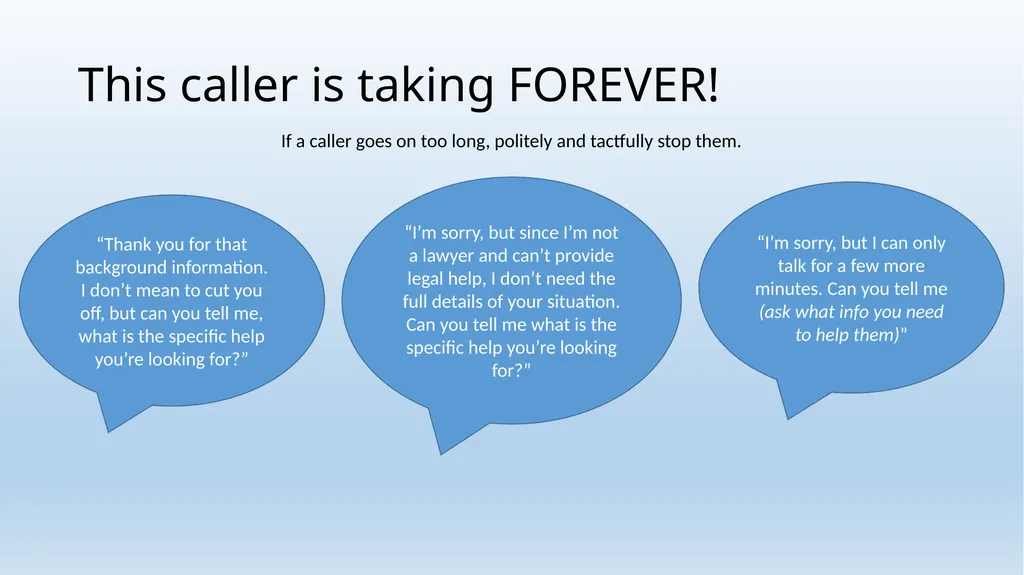 Legal Aid Helpline Training Wednesday, January 23, - slide 11 of 22