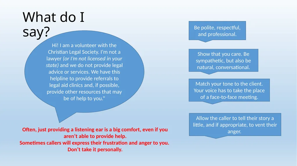 Legal Aid Helpline Training Wednesday, January 23, - slide 8 of 22