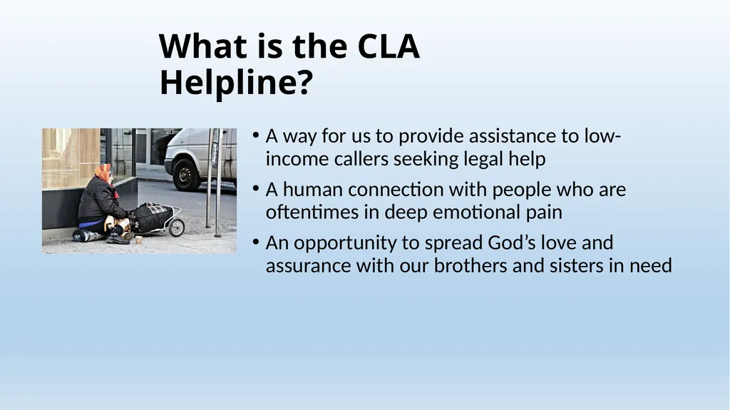Legal Aid Helpline Training Wednesday, January 23, - slide 5 of 22