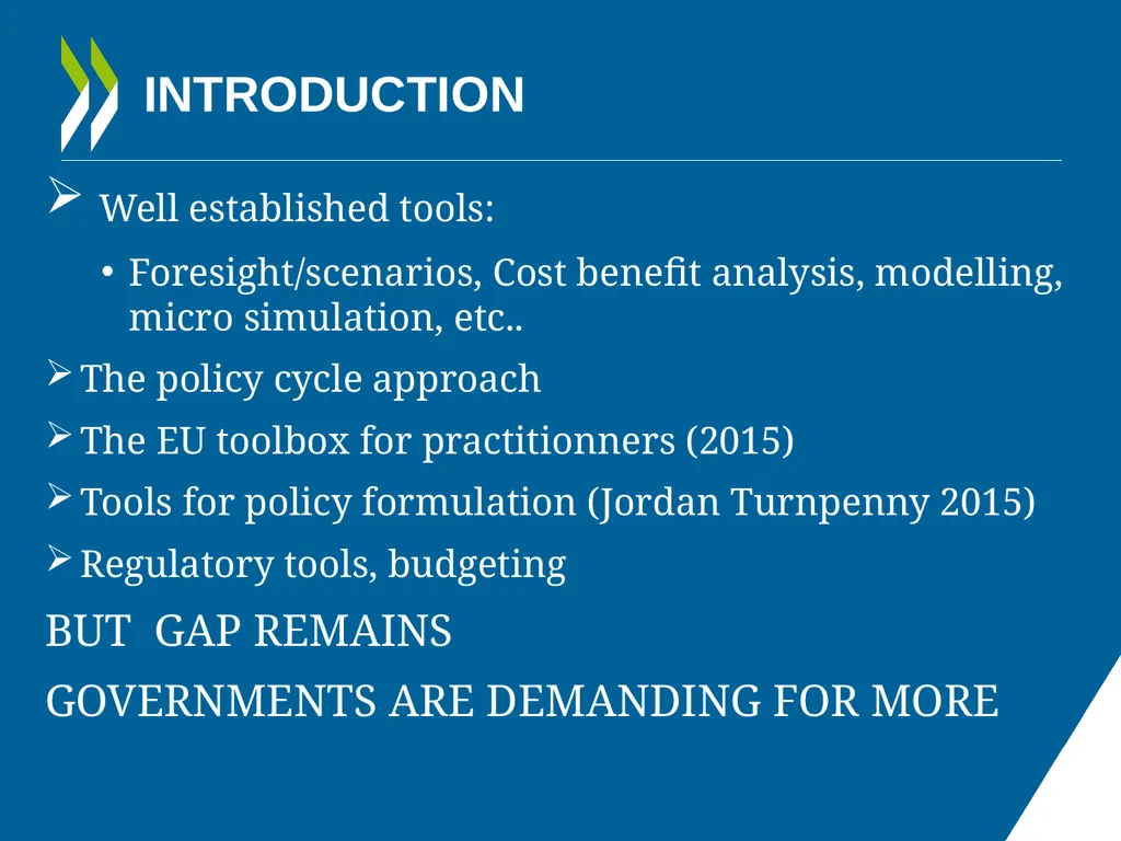 IMPROVING POLICY MAKING WHAT ARE THE OPTIONS FOR - slide 2 of 20